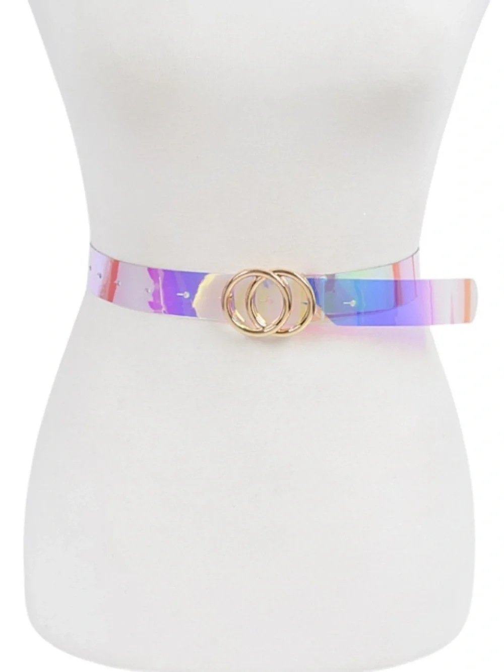 Transparent Double Ring Buckle Skinny Statement Belt